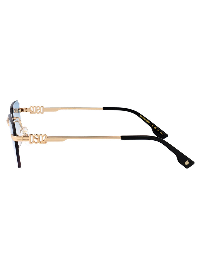 Dsquared2 Rimless Blue-Gradient Sunglasses — Gold Metal