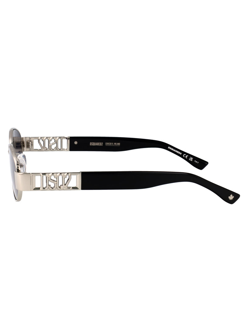 Dsquared2 Metal Oval Sunglasses — Silver