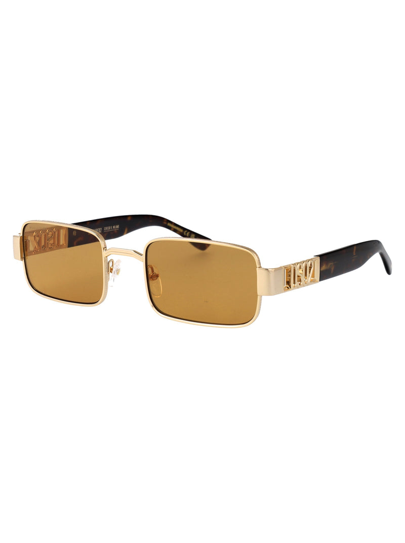 Dsquared2 Gold Metal Rectangle Sunglasses —