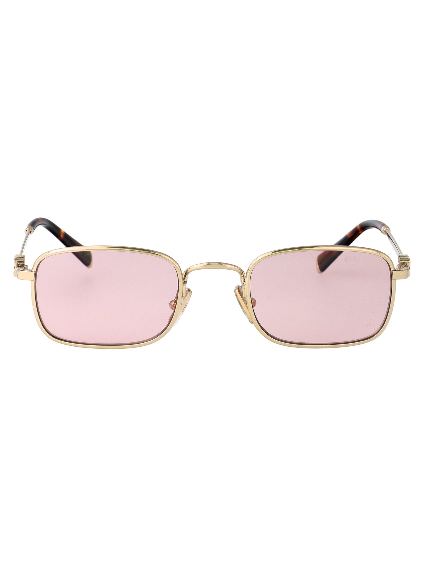 Miu Miu 0mu Metal Rectangle Sunglasses — Gold