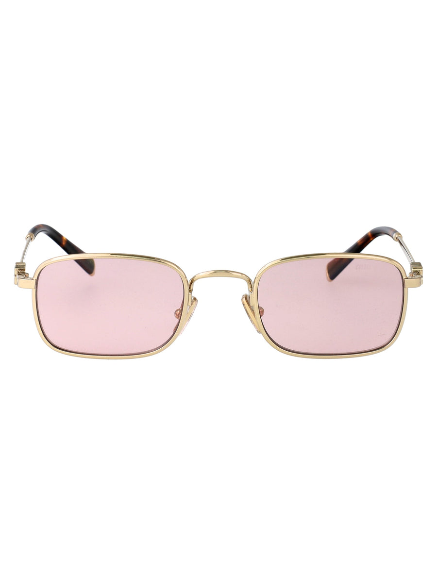 Miu Miu 0mu Metal Rectangle Sunglasses — Gold