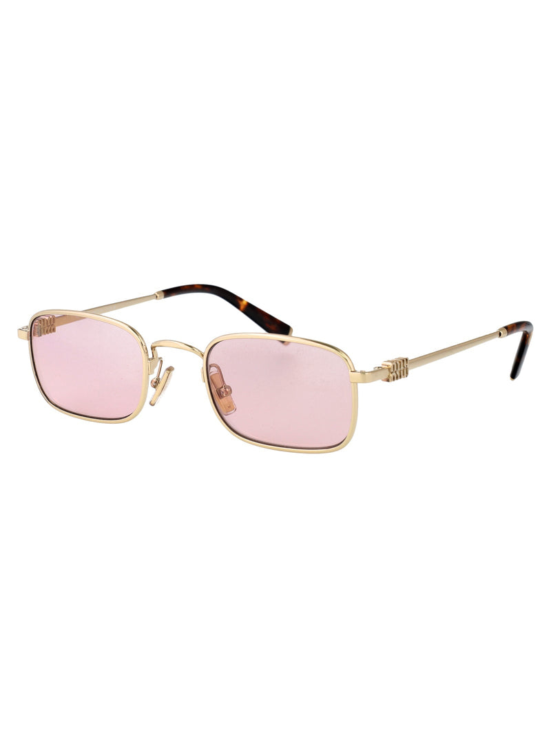 Miu Miu 0mu Metal Rectangle Sunglasses — Gold