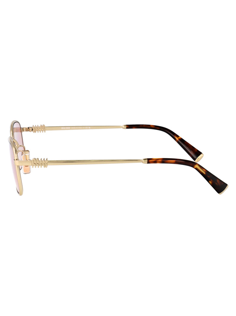 Miu Miu 0mu Metal Rectangle Sunglasses — Gold