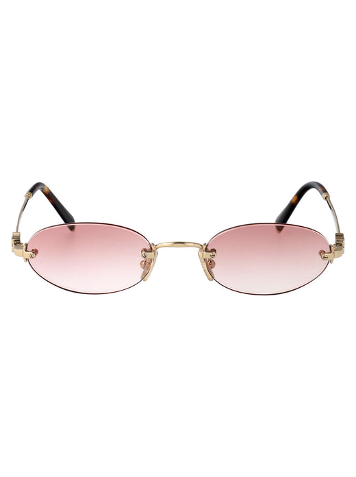 Miu Miu 0mu Oval Metal Sunglasses — Gold