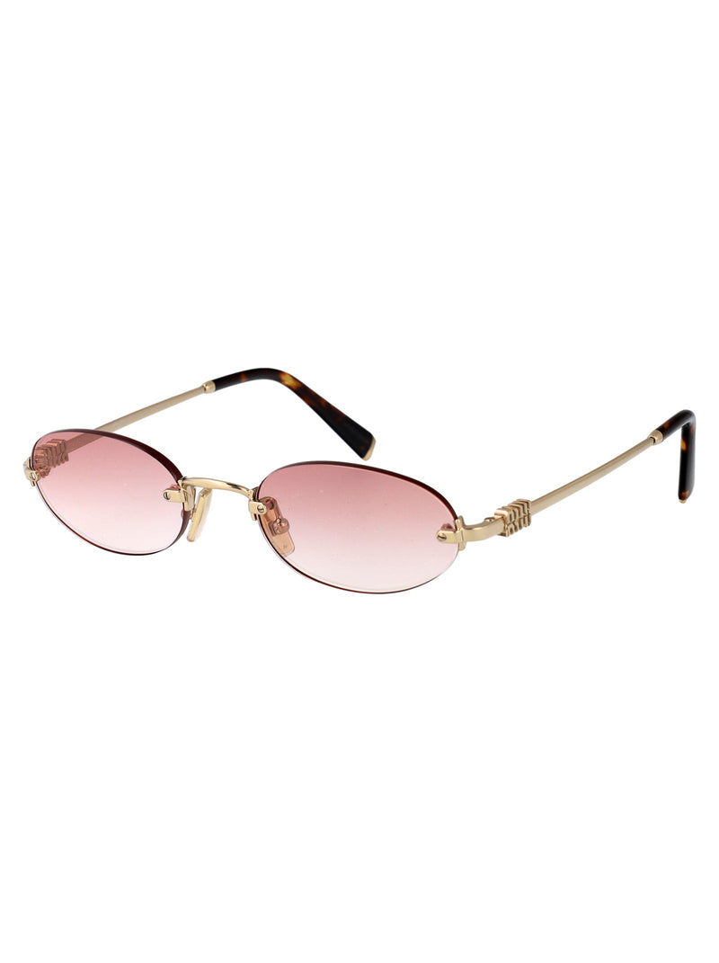Miu Miu 0mu Oval Metal Sunglasses — Gold