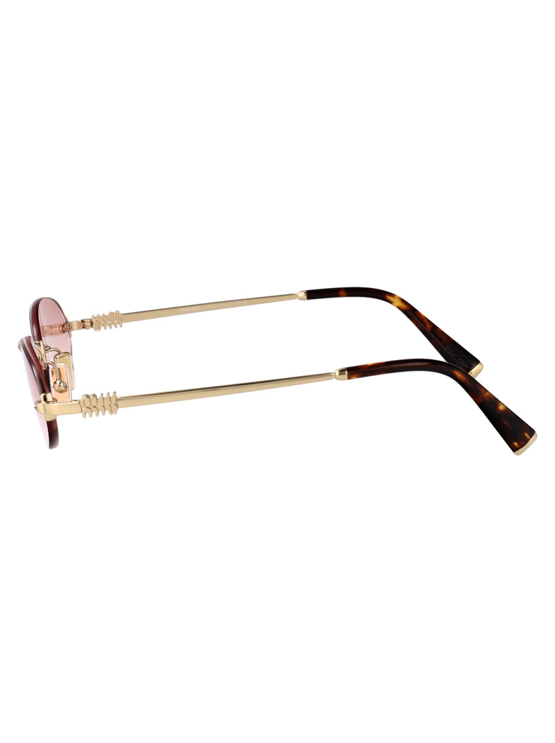 Miu Miu 0mu Oval Metal Sunglasses — Gold