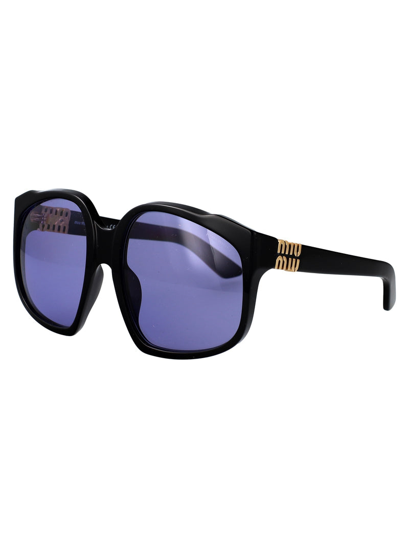 Miu Miu 0mu Purple-Tinted Sunglasses — Black Acetate