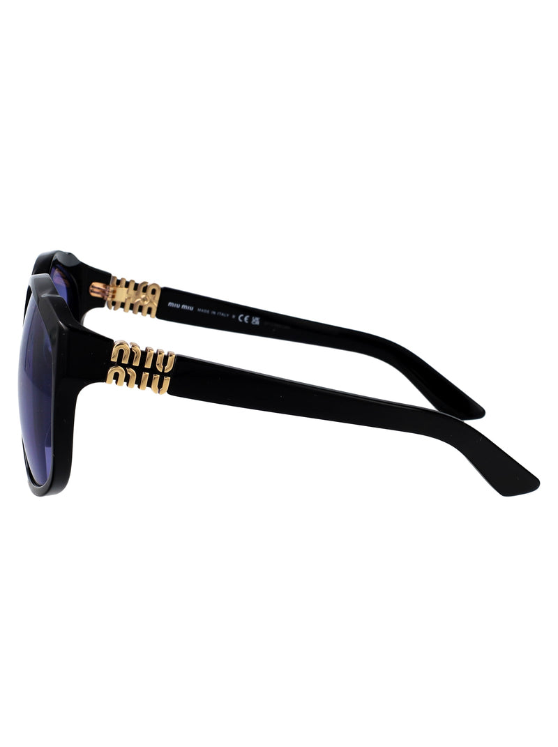 Miu Miu 0mu Purple-Tinted Sunglasses — Black Acetate