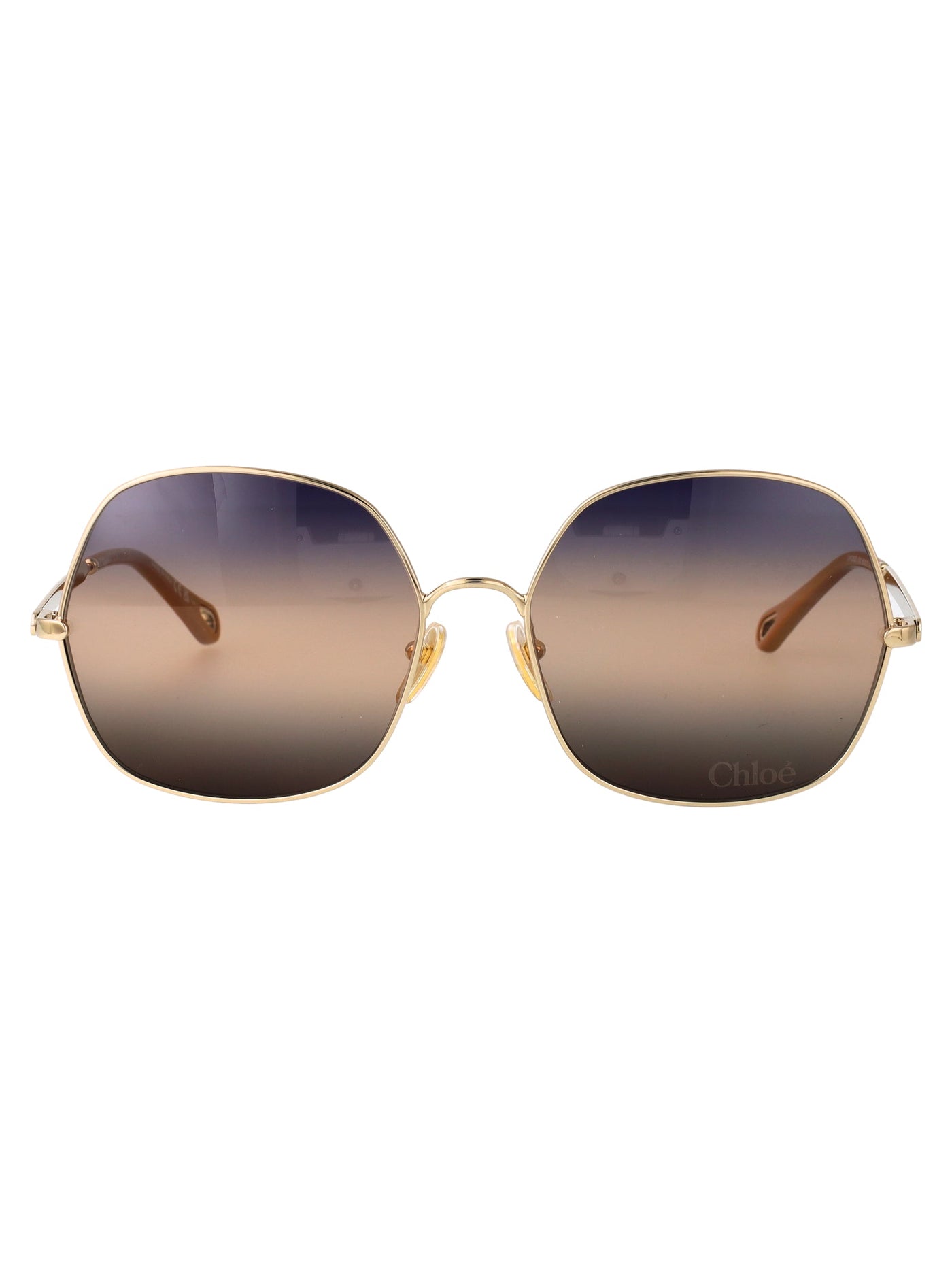 Chloé Ch0282s Gradient-Tint Metal Sunglasses — Gold