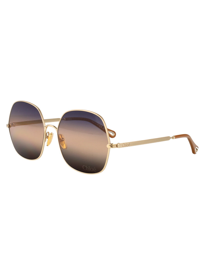 Chloé Ch0282s Gradient-Tint Metal Sunglasses — Gold