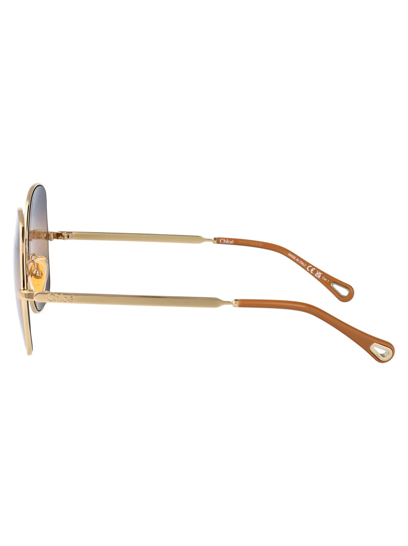 Chloé Ch0282s Gradient-Tint Metal Sunglasses — Gold
