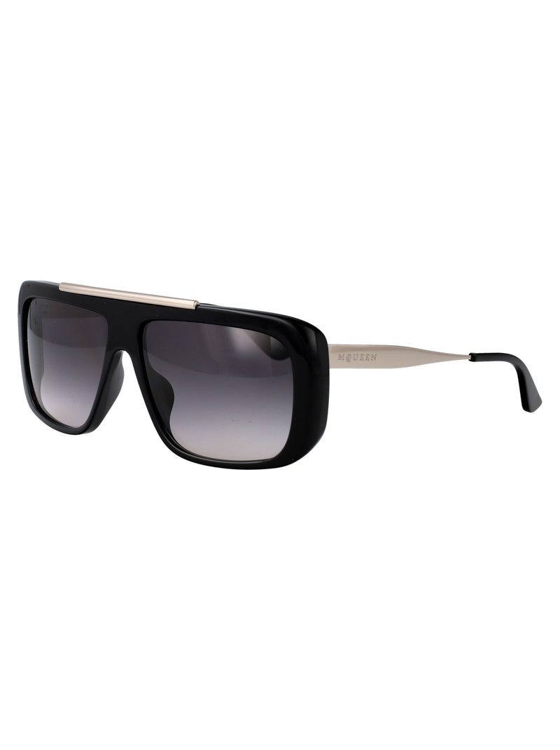 Alexander Mcqueen Am0492s Metal Rectangle Sunglasses — Black