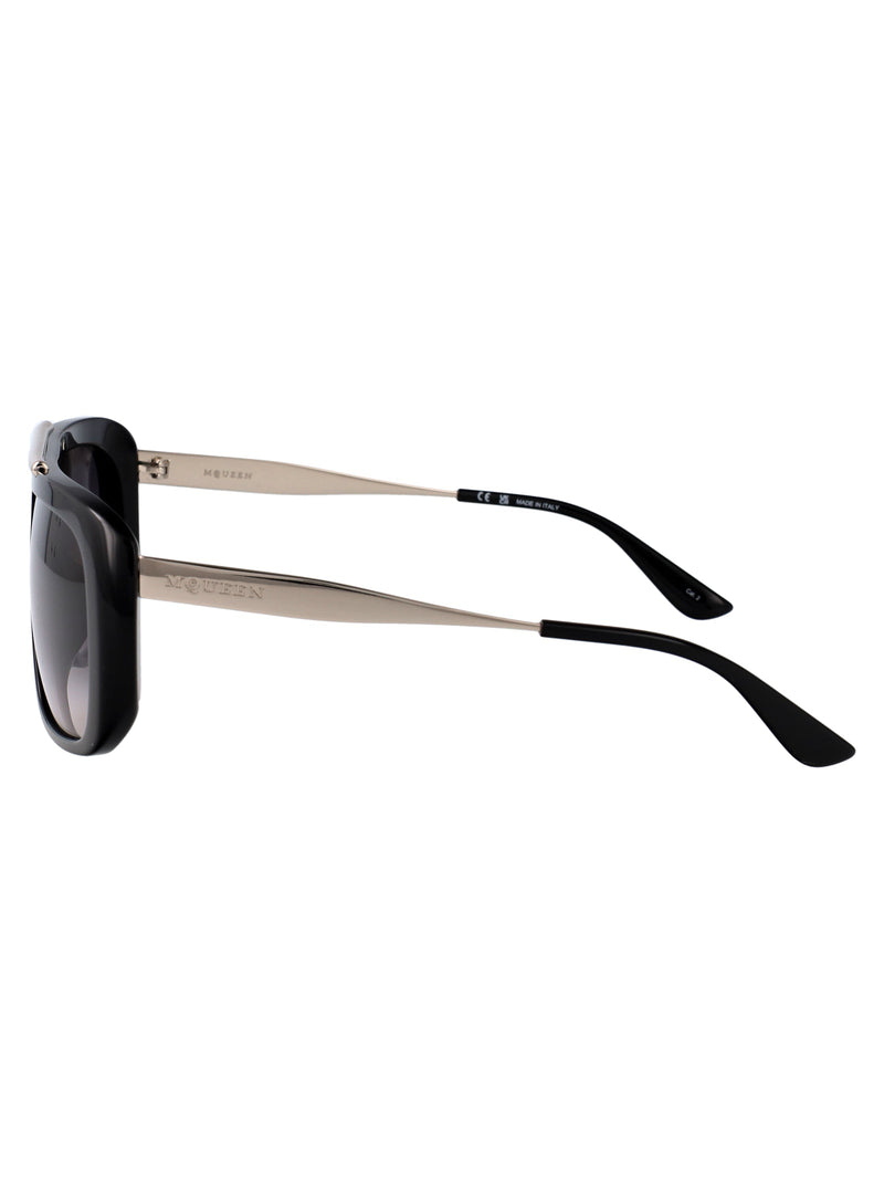 Alexander Mcqueen Am0492s Metal Rectangle Sunglasses — Black