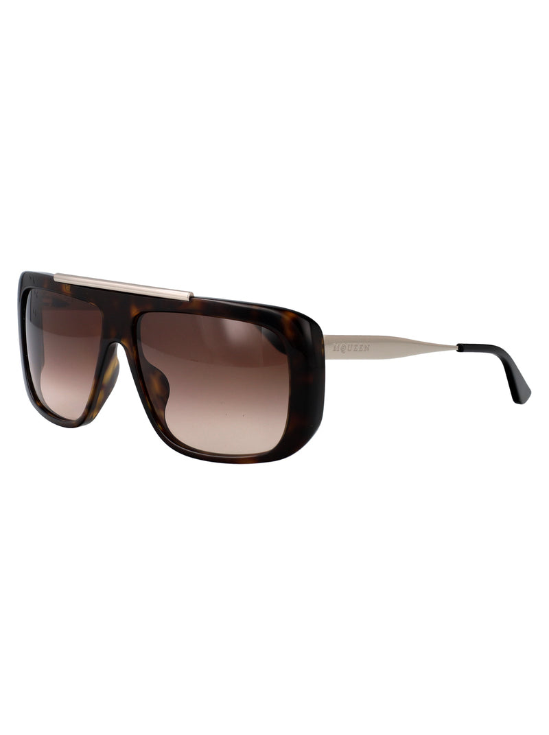 Alexander Mcqueen Am0492s Metal Frame Tortoiseshell Sunglasses — Brown