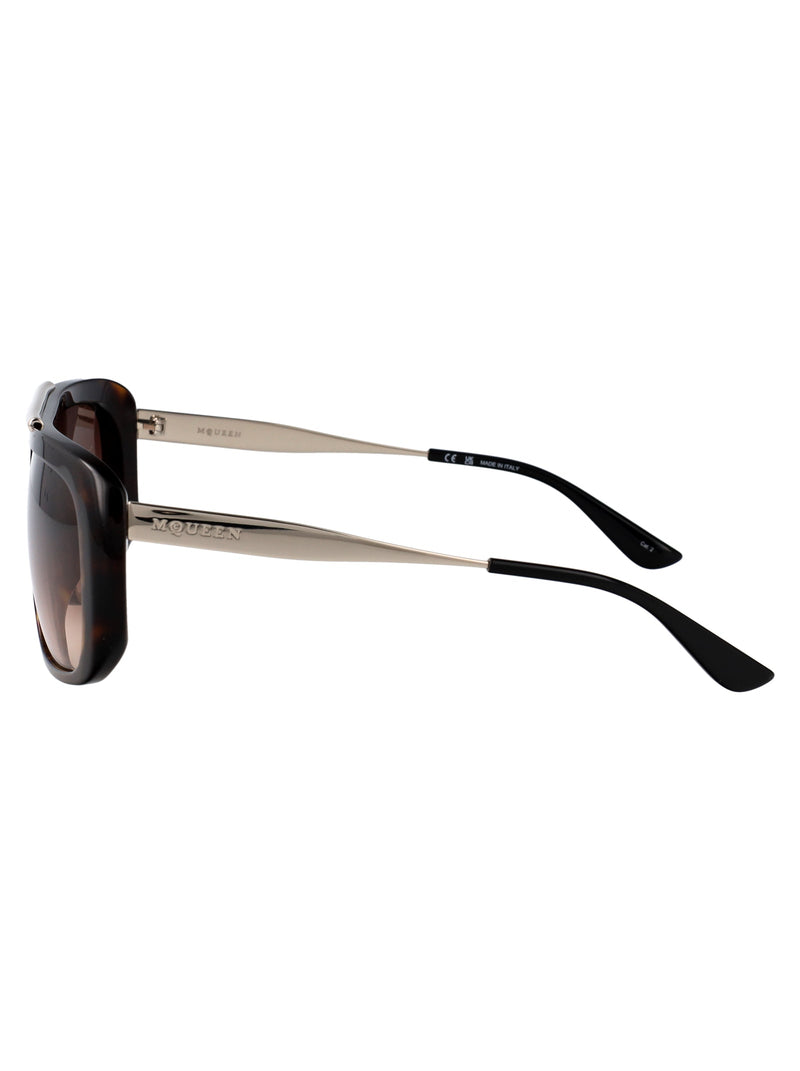 Alexander Mcqueen Am0492s Metal Frame Tortoiseshell Sunglasses — Brown