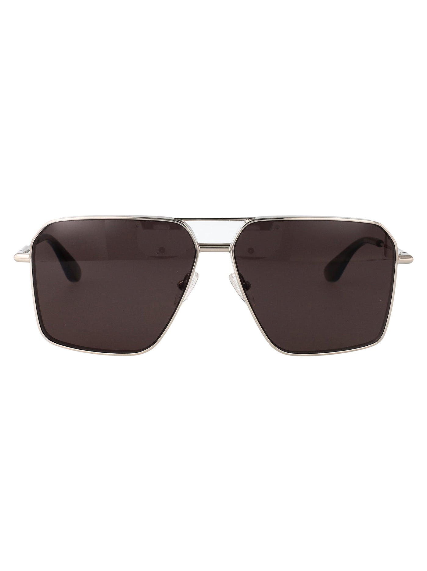 Alexander Mcqueen Am0500s Metal Square-Frame Sunglasses — Silver