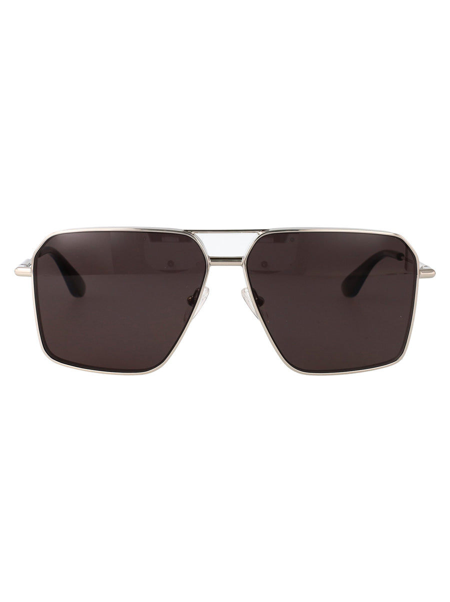 Alexander Mcqueen Am0500s Metal Square-Frame Sunglasses — Silver