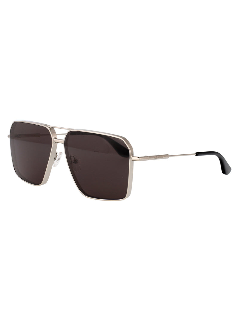 Alexander Mcqueen Am0500s Metal Square-Frame Sunglasses — Silver