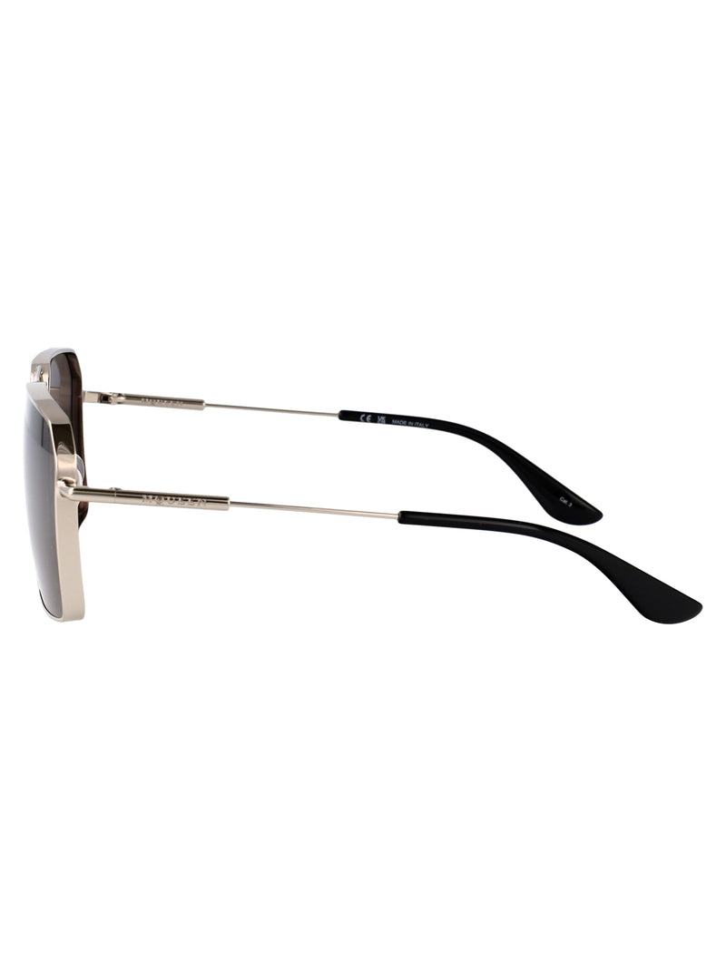 Alexander Mcqueen Am0500s Metal Square-Frame Sunglasses — Silver