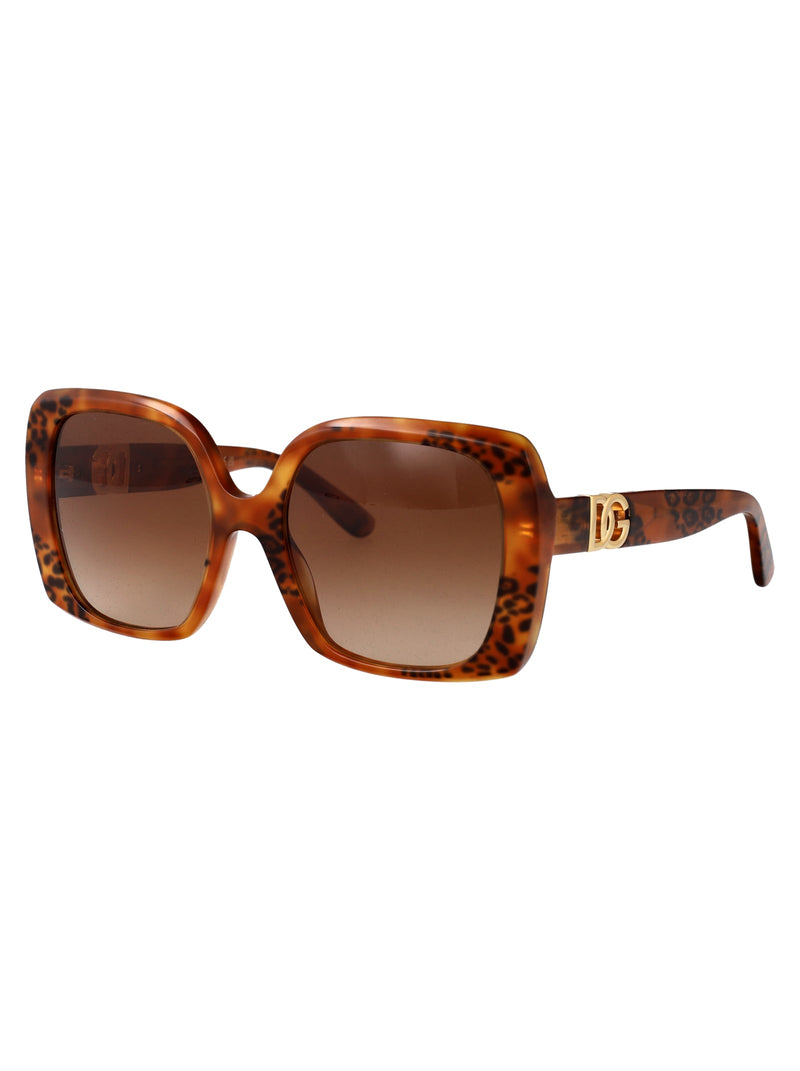 Dolce & Gabbana 0dg4475 Leopard Acetate Square Sunglasses — Brown