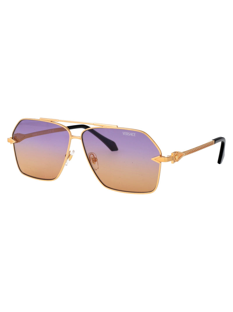 Versace 0ve2284 Gradient-Tinted Metal Aviator Sunglasses — Gold