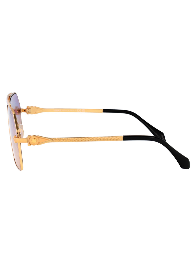 Versace 0ve2284 Gradient-Tinted Metal Aviator Sunglasses — Gold