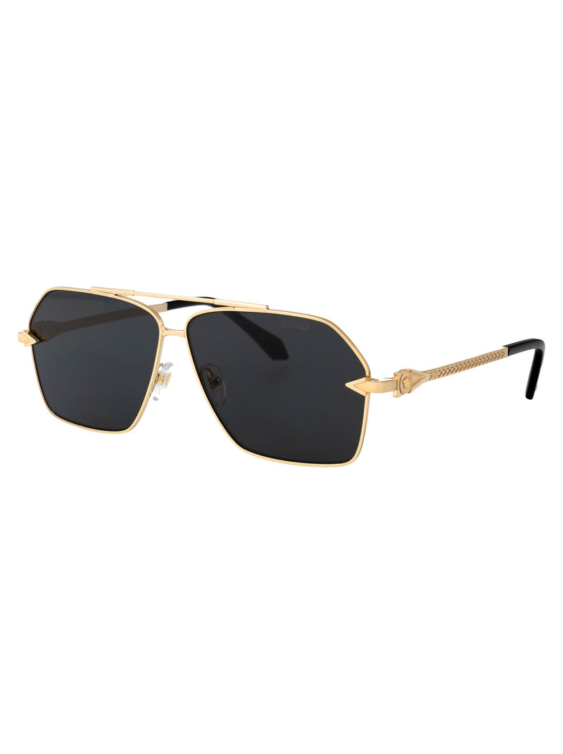 Versace 0ve2284 Gold-Tone Metal Pilot Sunglasses — Gold
