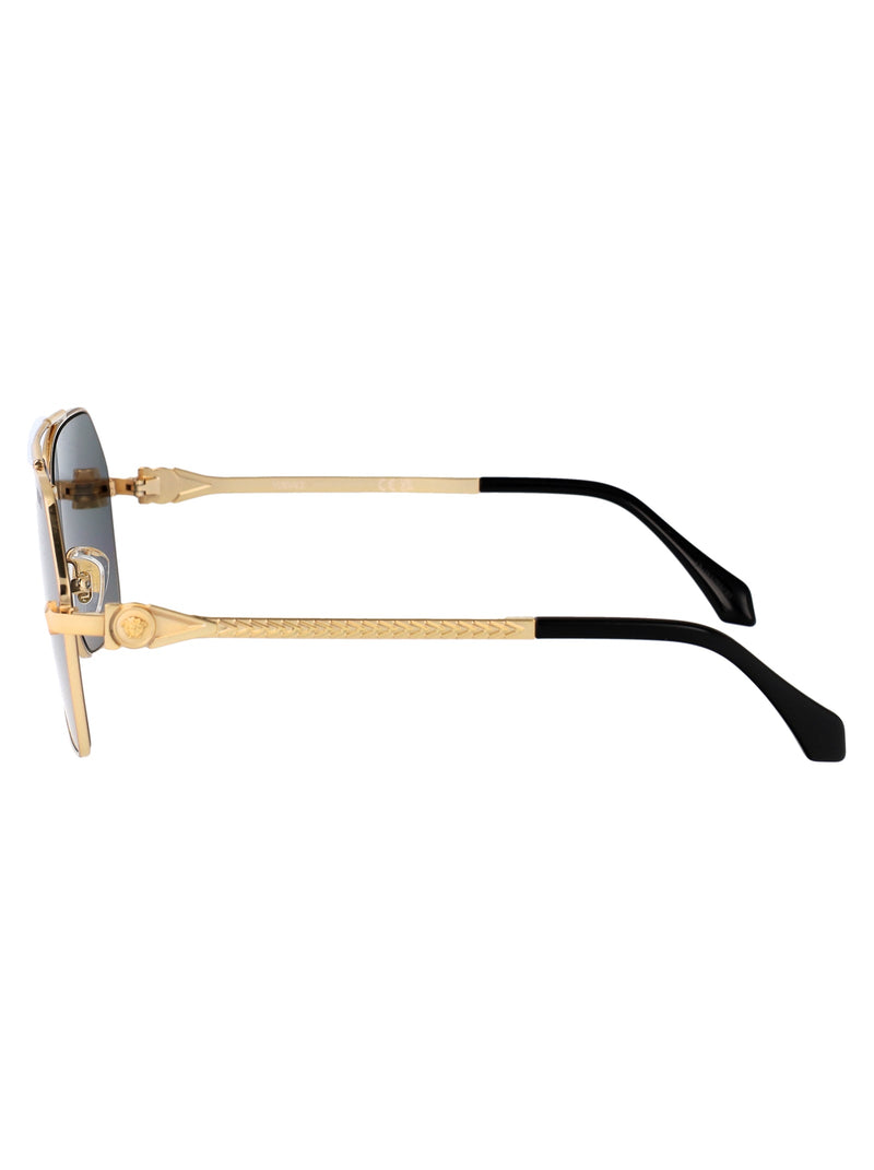 Versace 0ve2284 Gold-Tone Metal Pilot Sunglasses — Gold