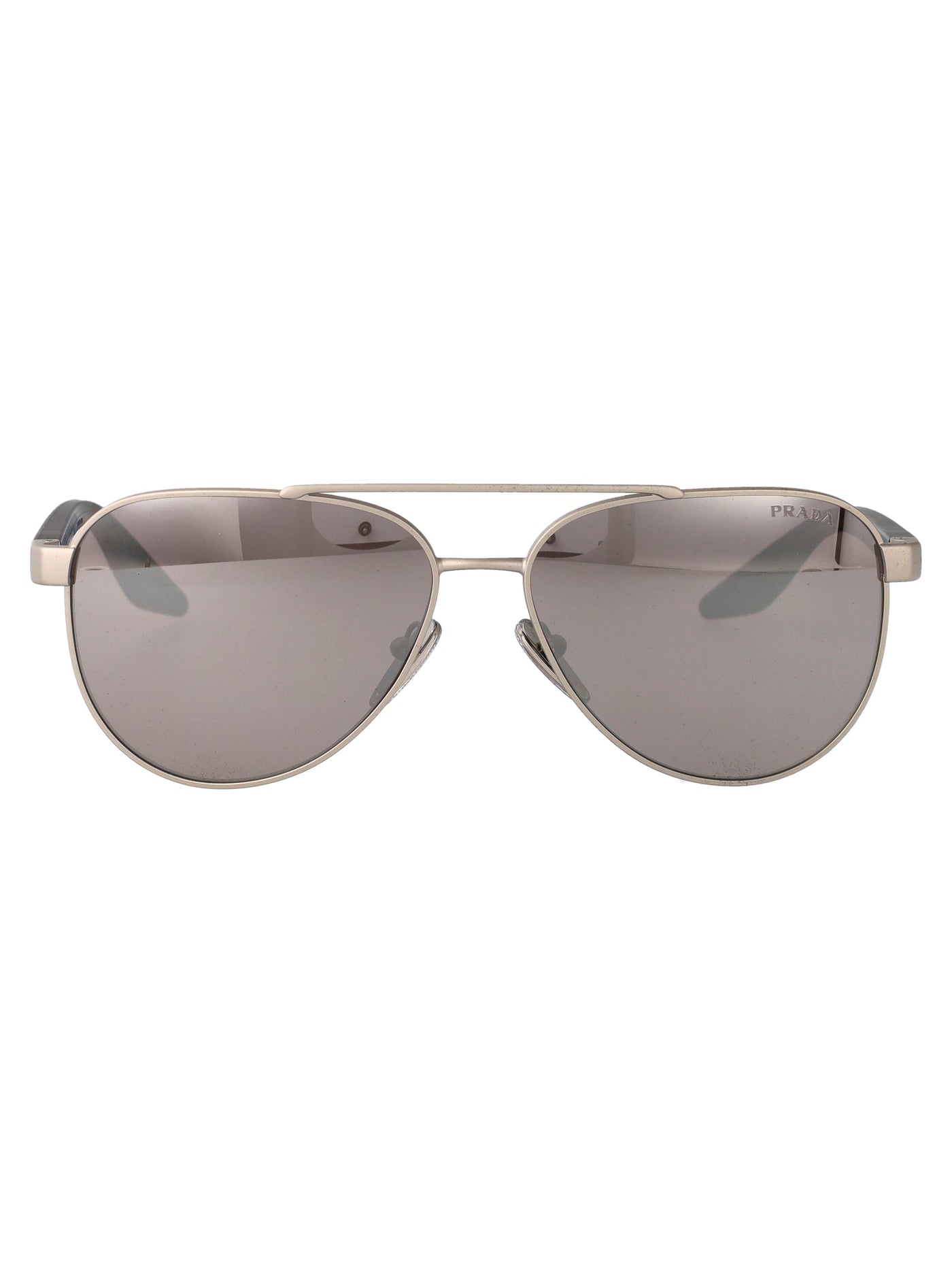 Prada 0ps Rectangular Metal Sunglasses — Gray
