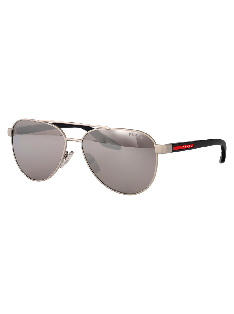 Prada 0ps Rectangular Metal Sunglasses — Gray