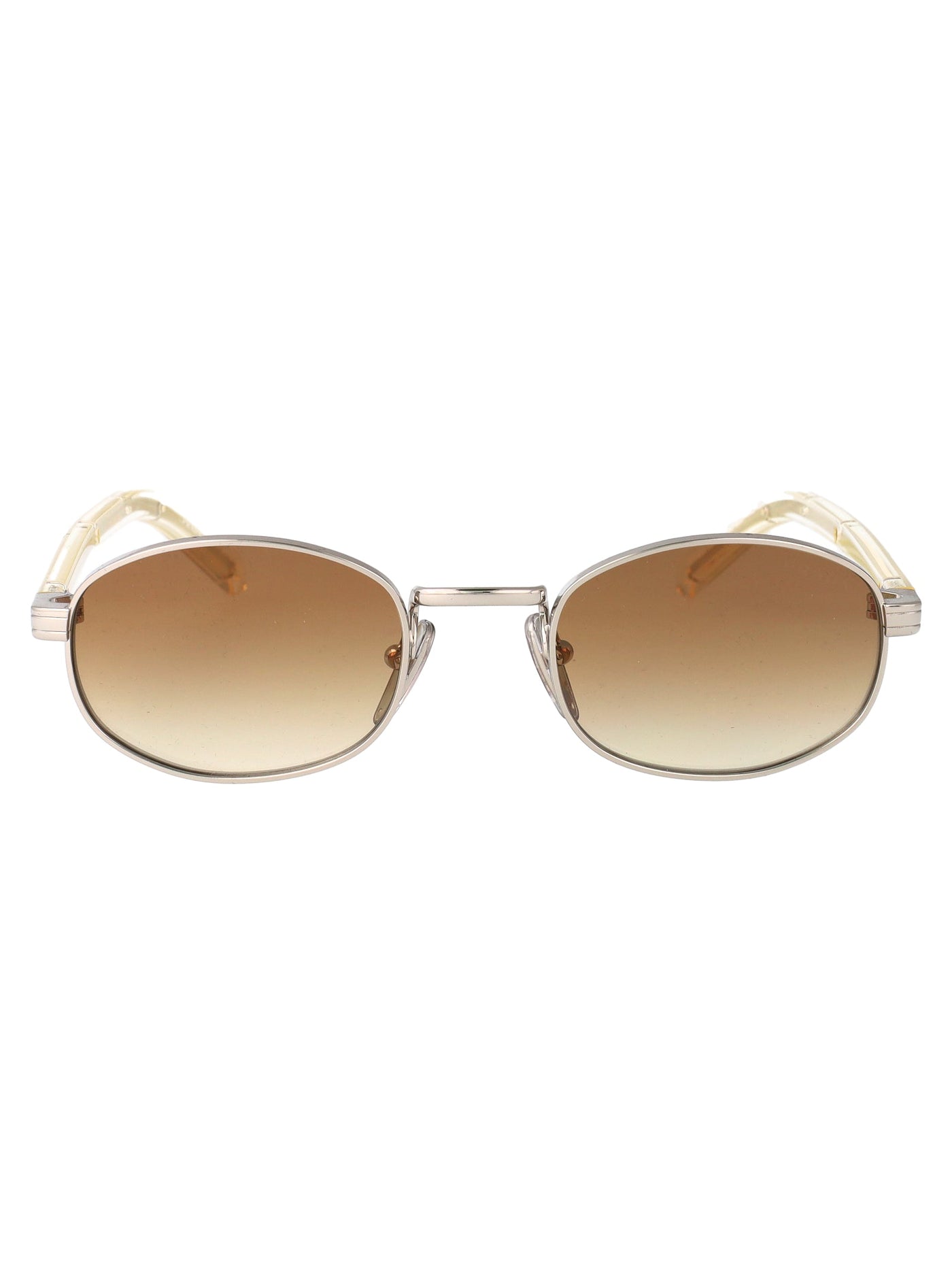 Prada 0pr Geometric Frame Silver Steel Sunglasses —