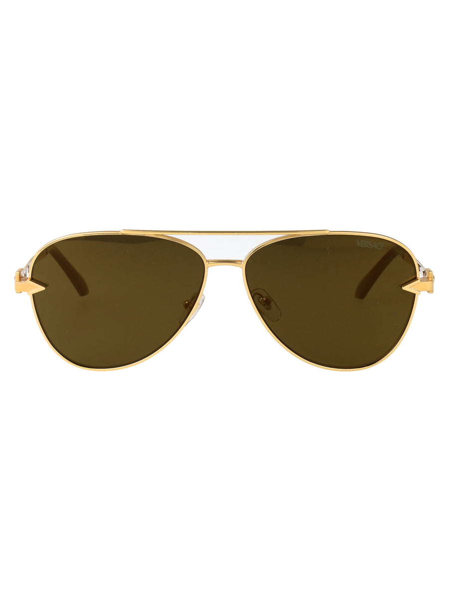 Versace 0ve2283 Gold-Tone Metal Aviator Sunglasses — Gold