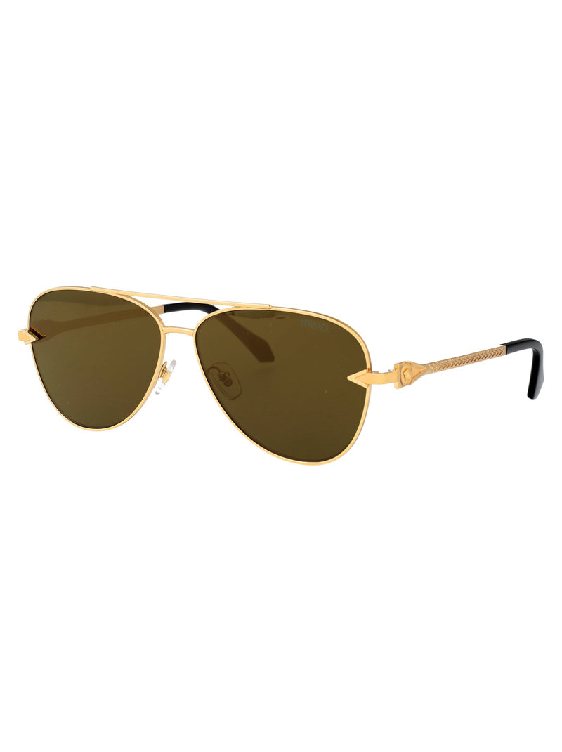 Versace 0ve2283 Gold-Tone Metal Aviator Sunglasses — Gold