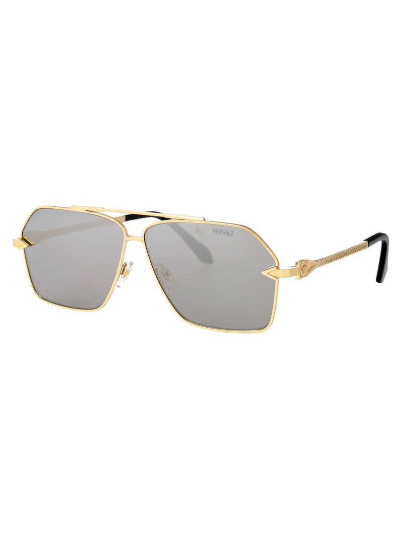 Versace 0ve2284 Gold Metal Rectangular Sunglasses —