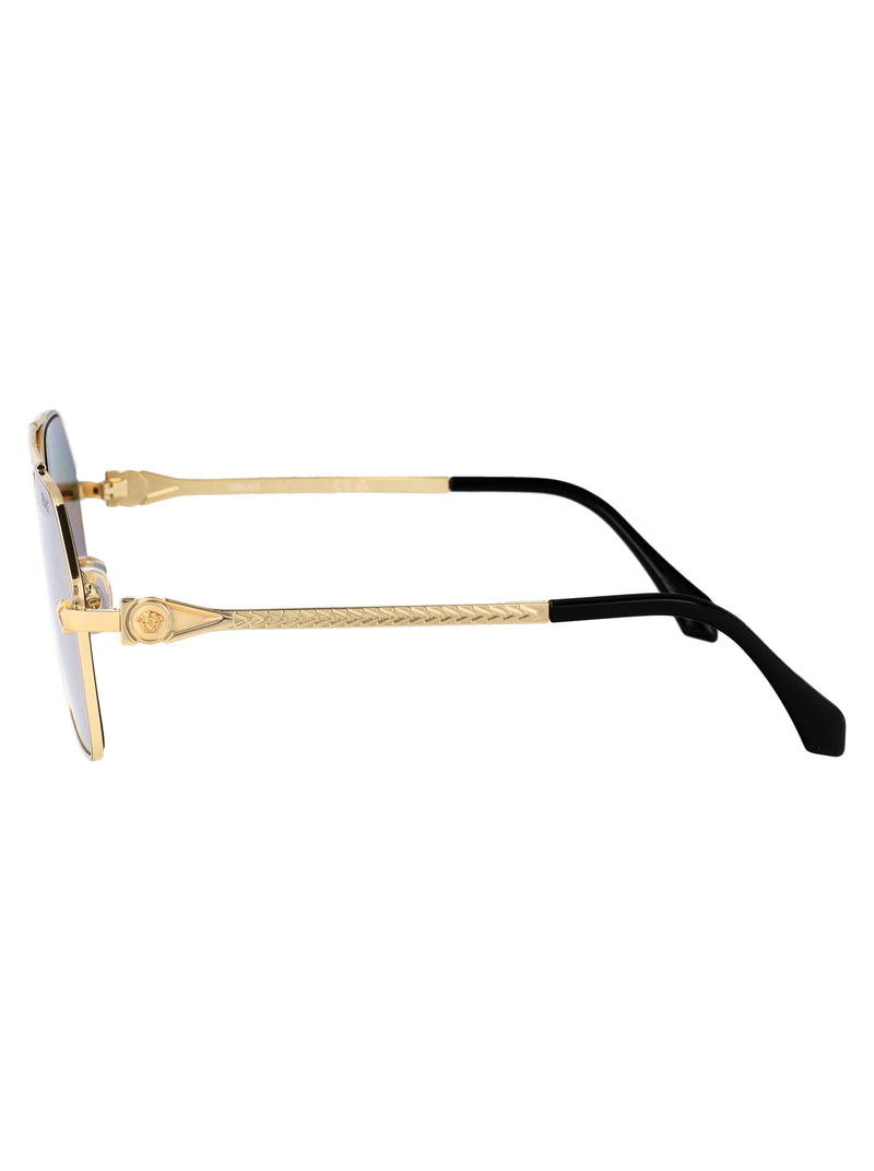 Versace 0ve2284 Gold Metal Rectangular Sunglasses —