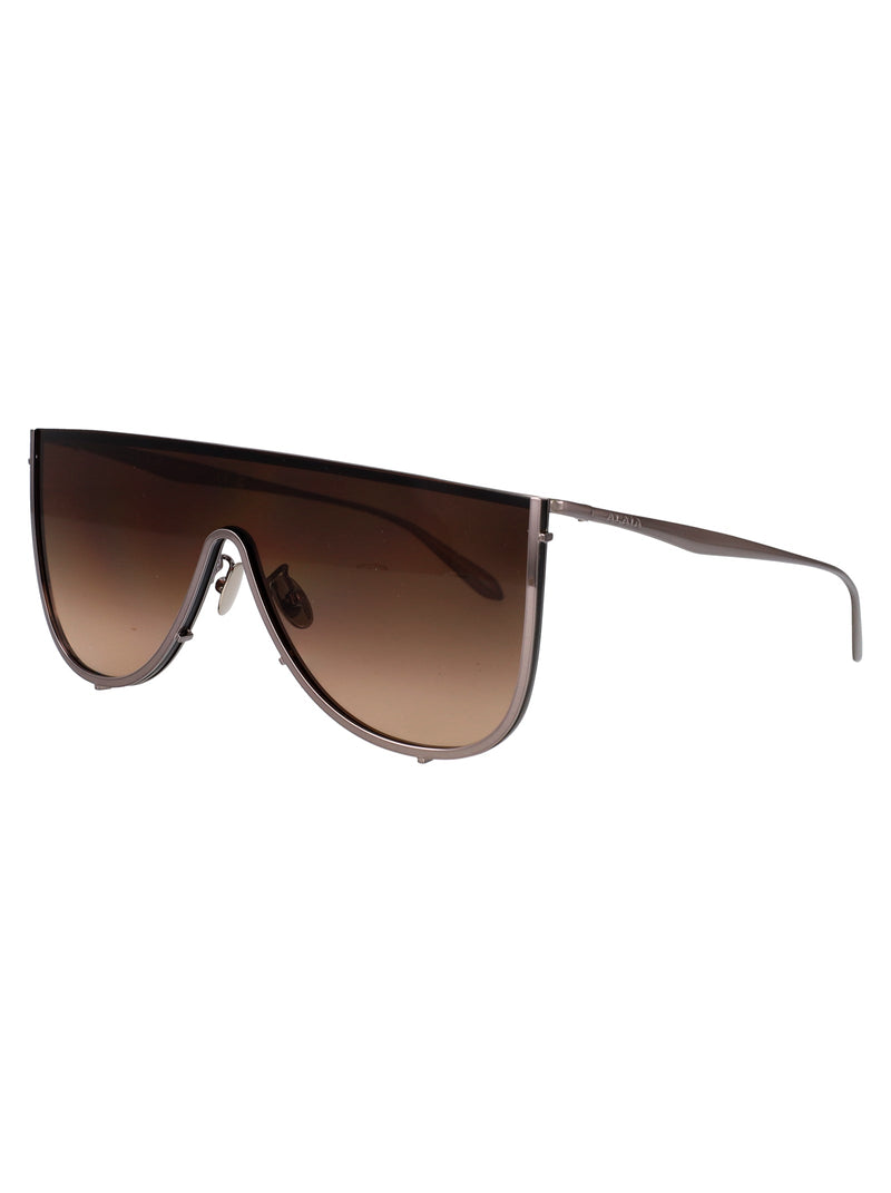 Alaïa Aa0094s Metal Frame Shield Sunglasses — Brown