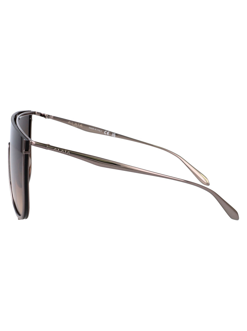 Alaïa Aa0094s Metal Frame Shield Sunglasses — Brown