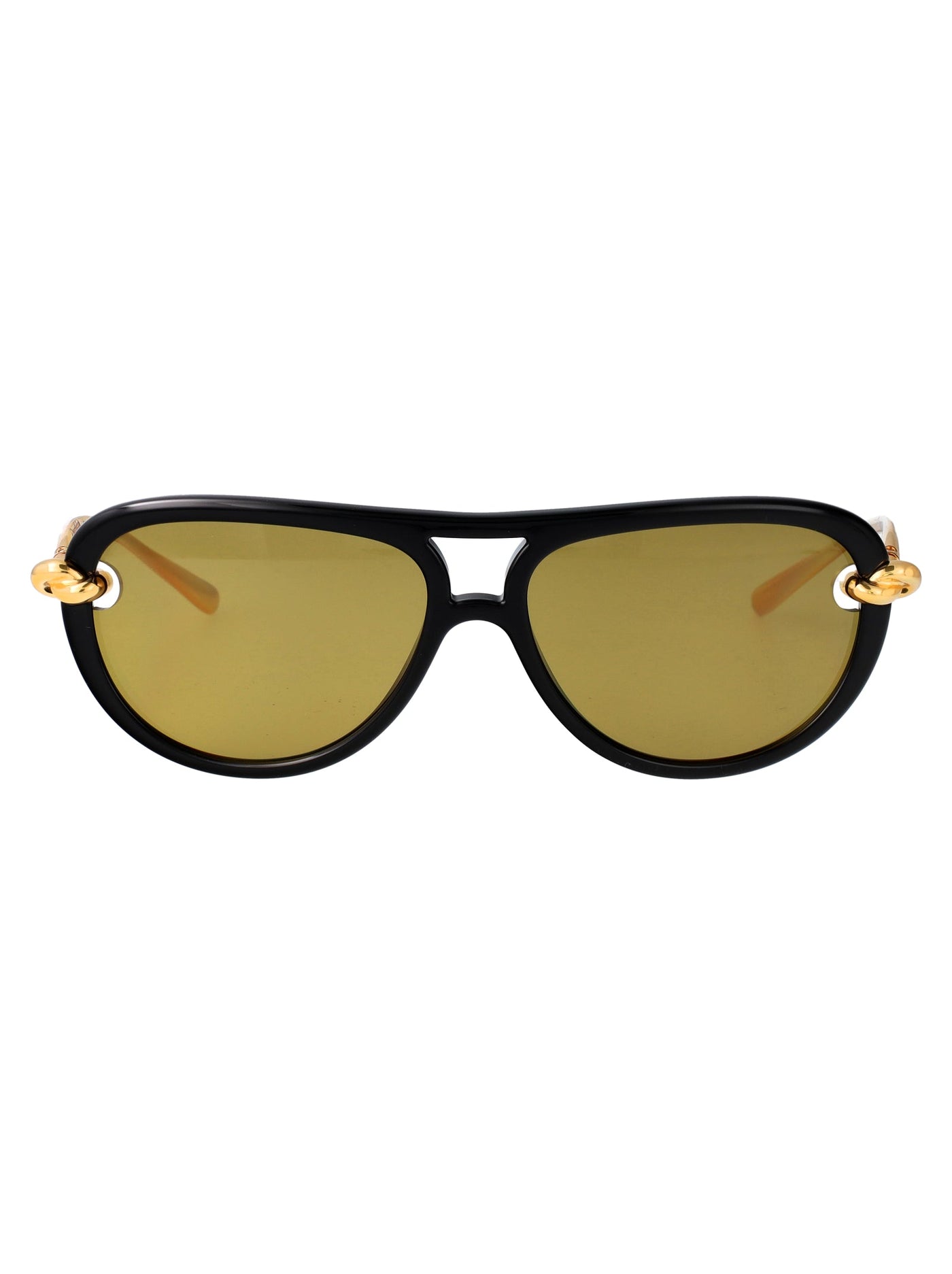 Bottega Veneta Bv1418s Sculptural Metal Sunglasses — Black