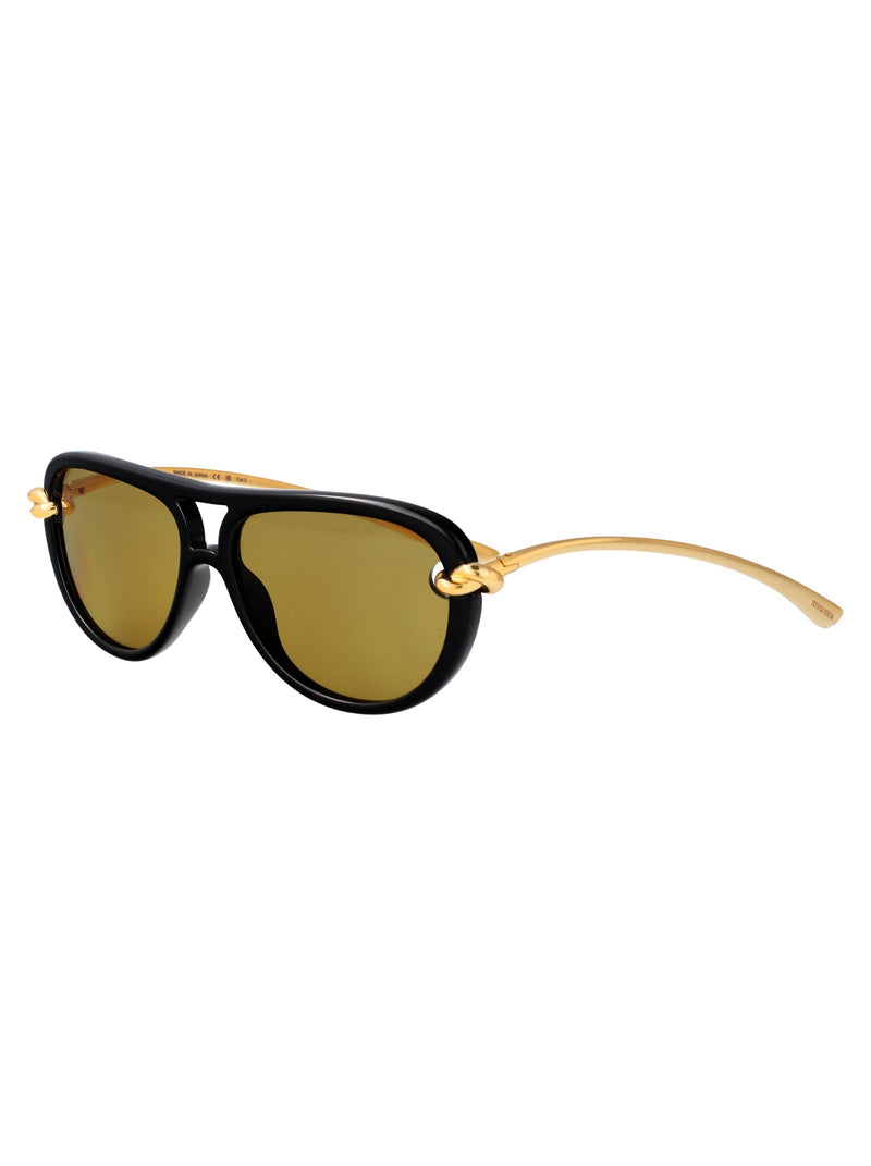Bottega Veneta Bv1418s Sculptural Metal Sunglasses — Black
