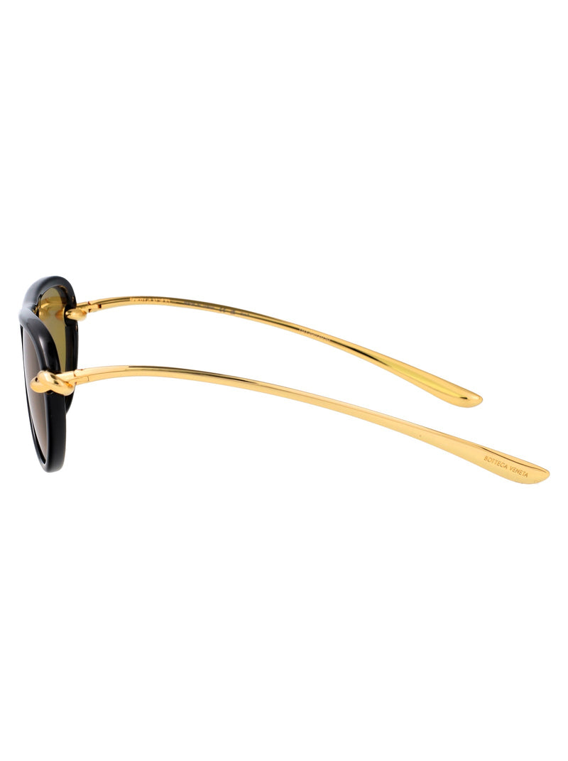 Bottega Veneta Bv1418s Sculptural Metal Sunglasses — Black