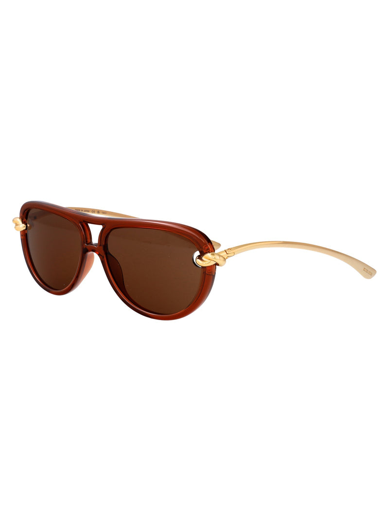 Bottega Veneta Bv1418s Sunglasses — Brown Metal