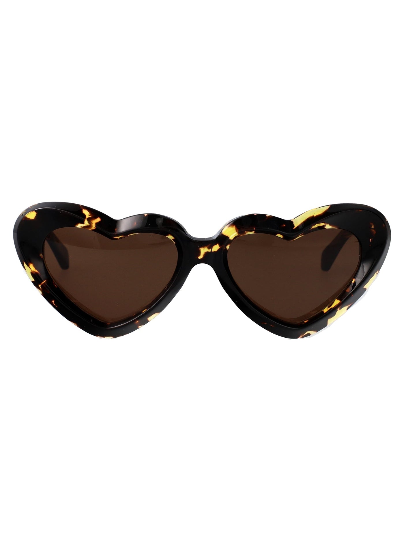 Bottega Veneta Bv1432s Heart-Shaped Havana Acetate Sunglasses — Black
