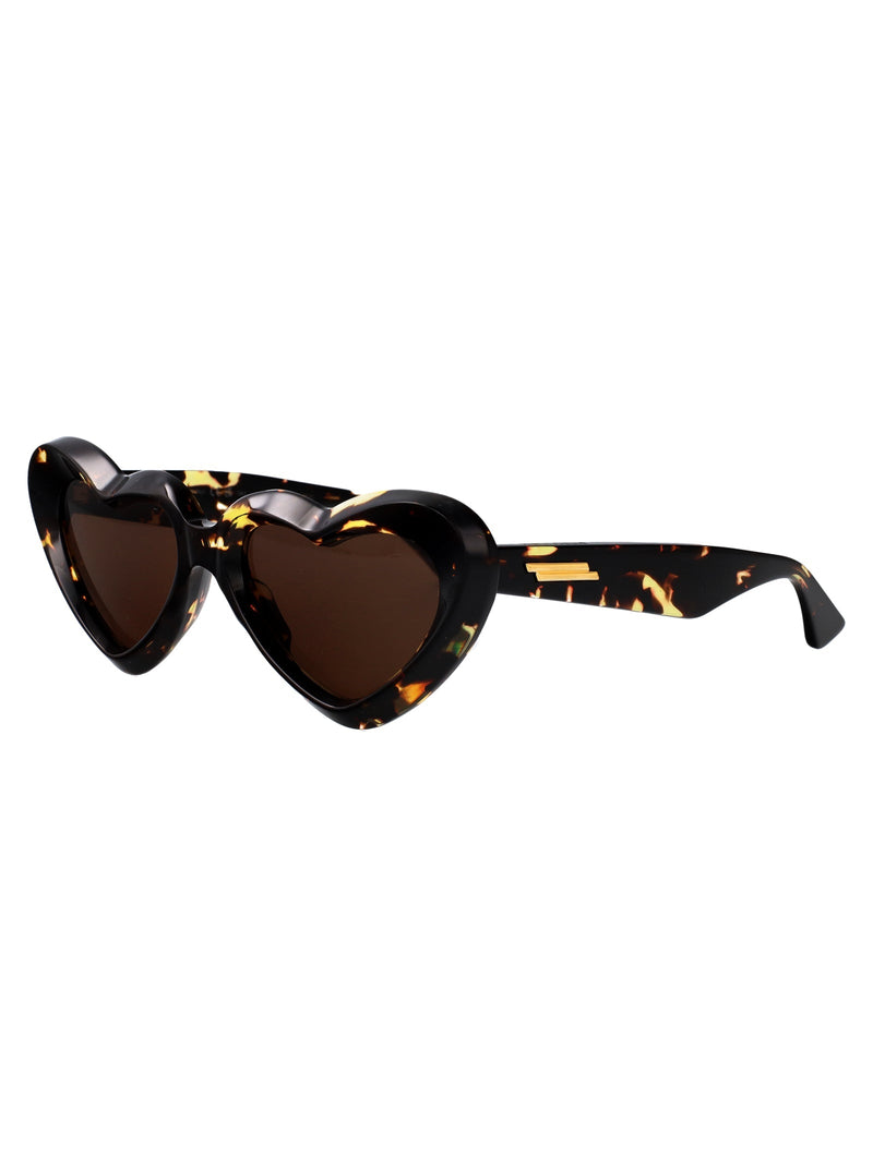 Bottega Veneta Bv1432s Heart-Shaped Havana Acetate Sunglasses — Black