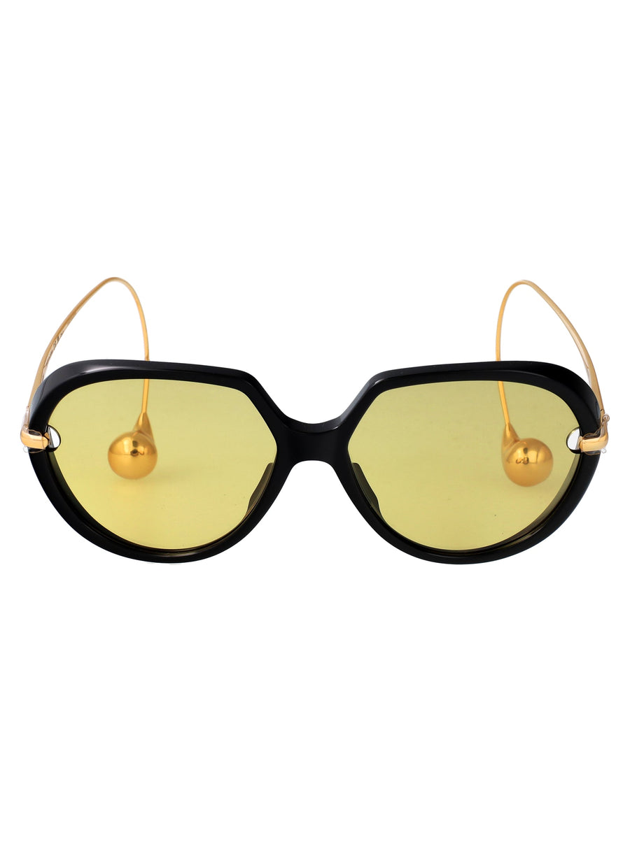 Bottega Veneta Bv1436s Metal Sculptured Frame Sunglasses — Black