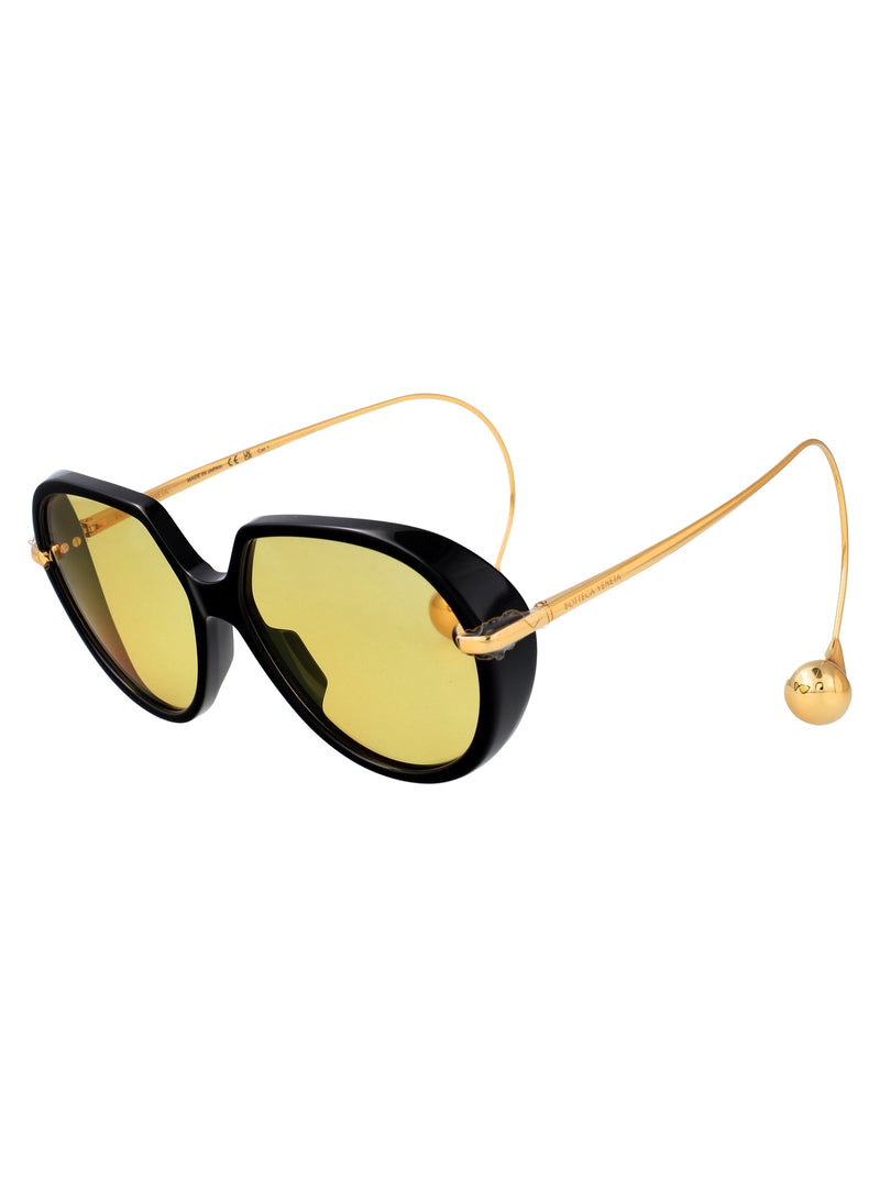 Bottega Veneta Bv1436s Metal Sculptured Frame Sunglasses — Black