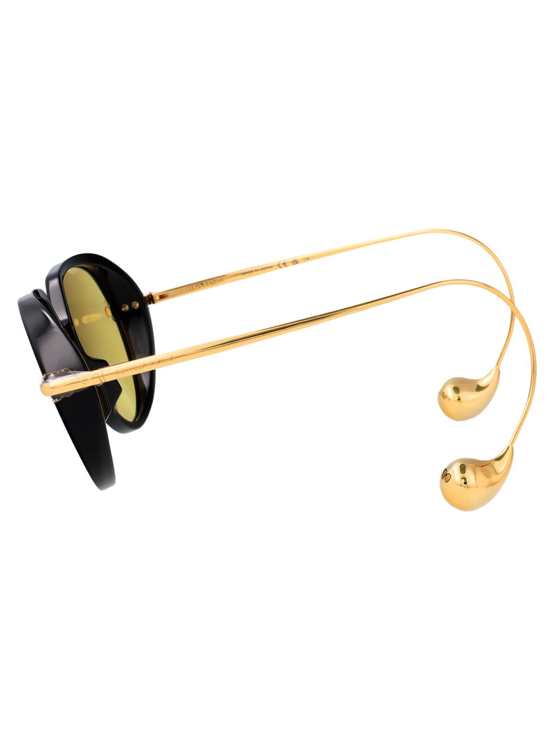 Bottega Veneta Bv1436s Metal Sculptured Frame Sunglasses — Black