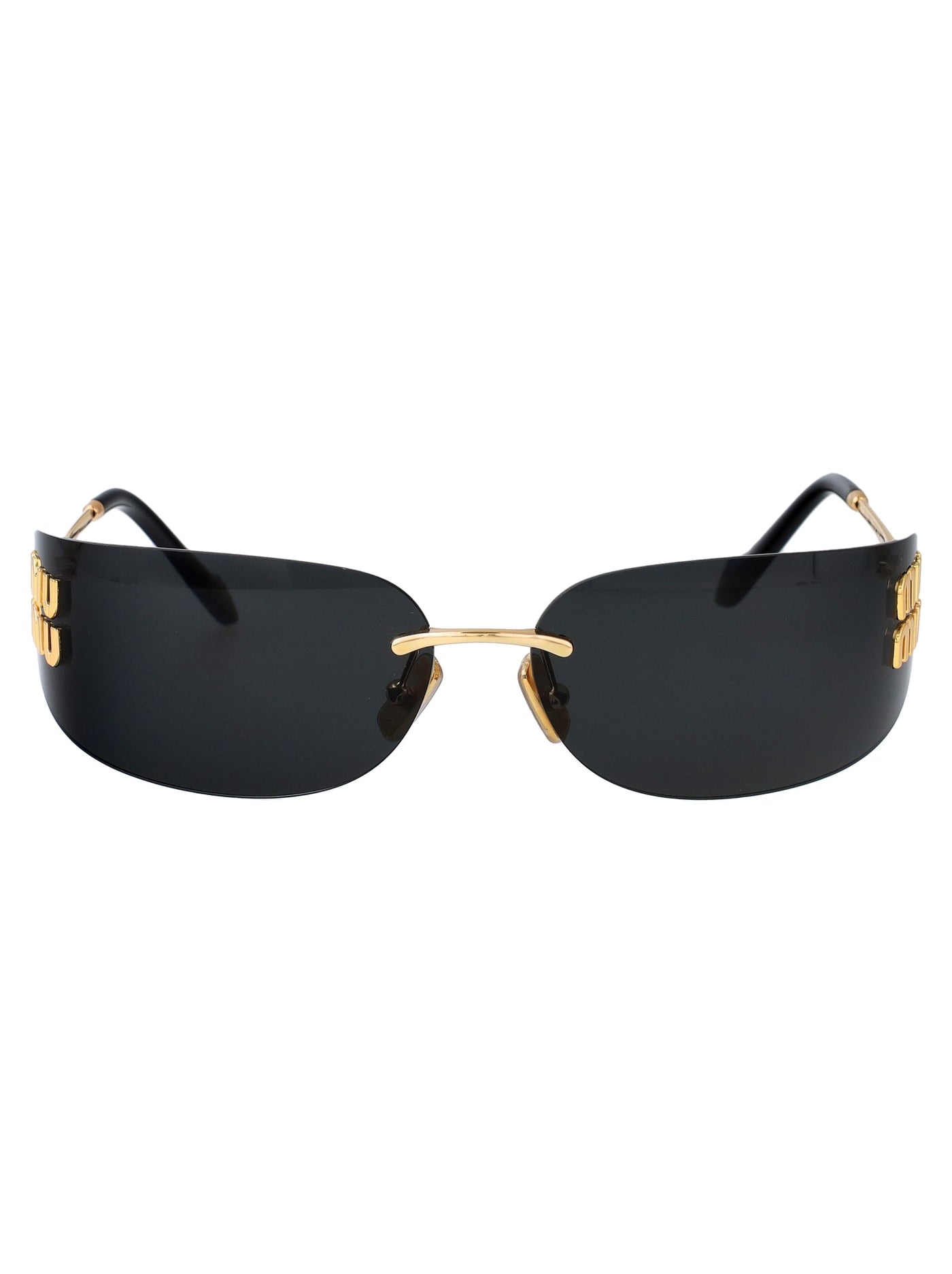 Miu Miu 0mu Gold Metal Rimless Sunglasses —