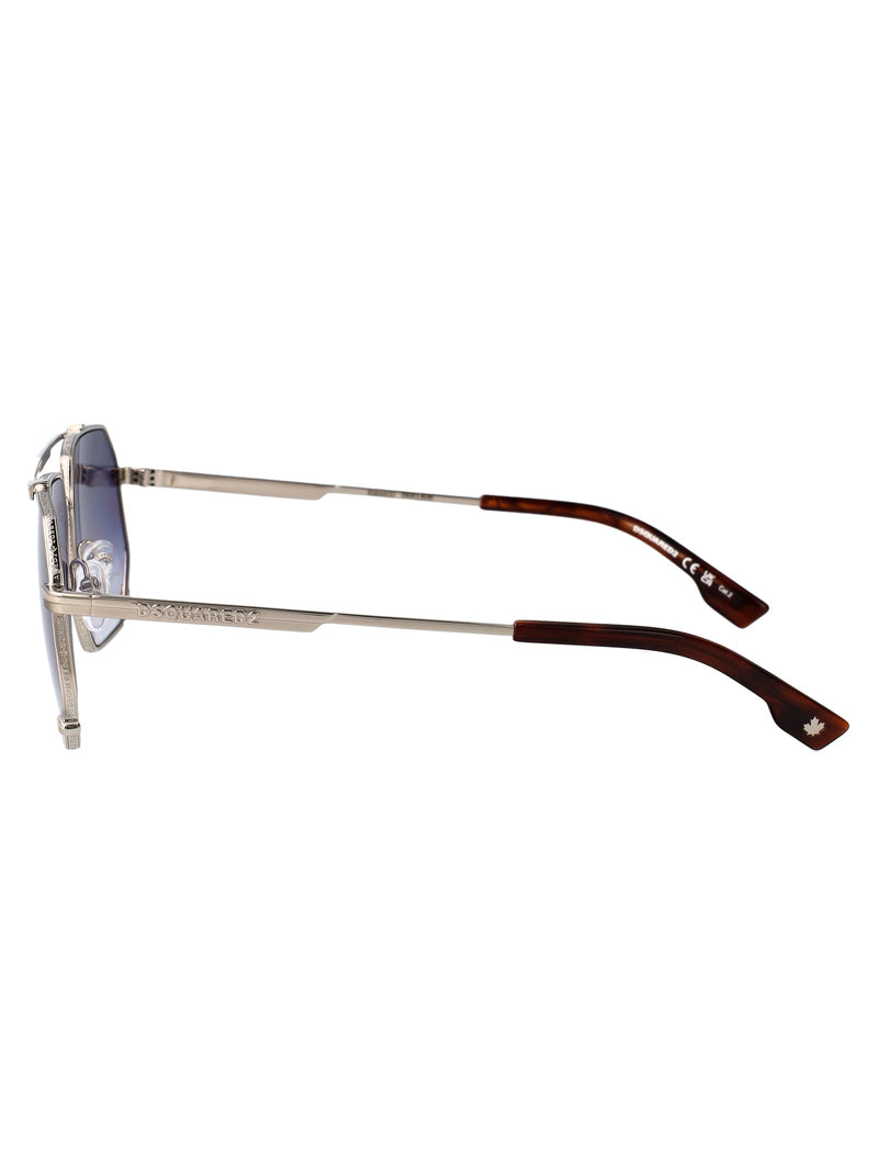 Dsquared2 Palladium Metal Aviator Sunglasses — Silver
