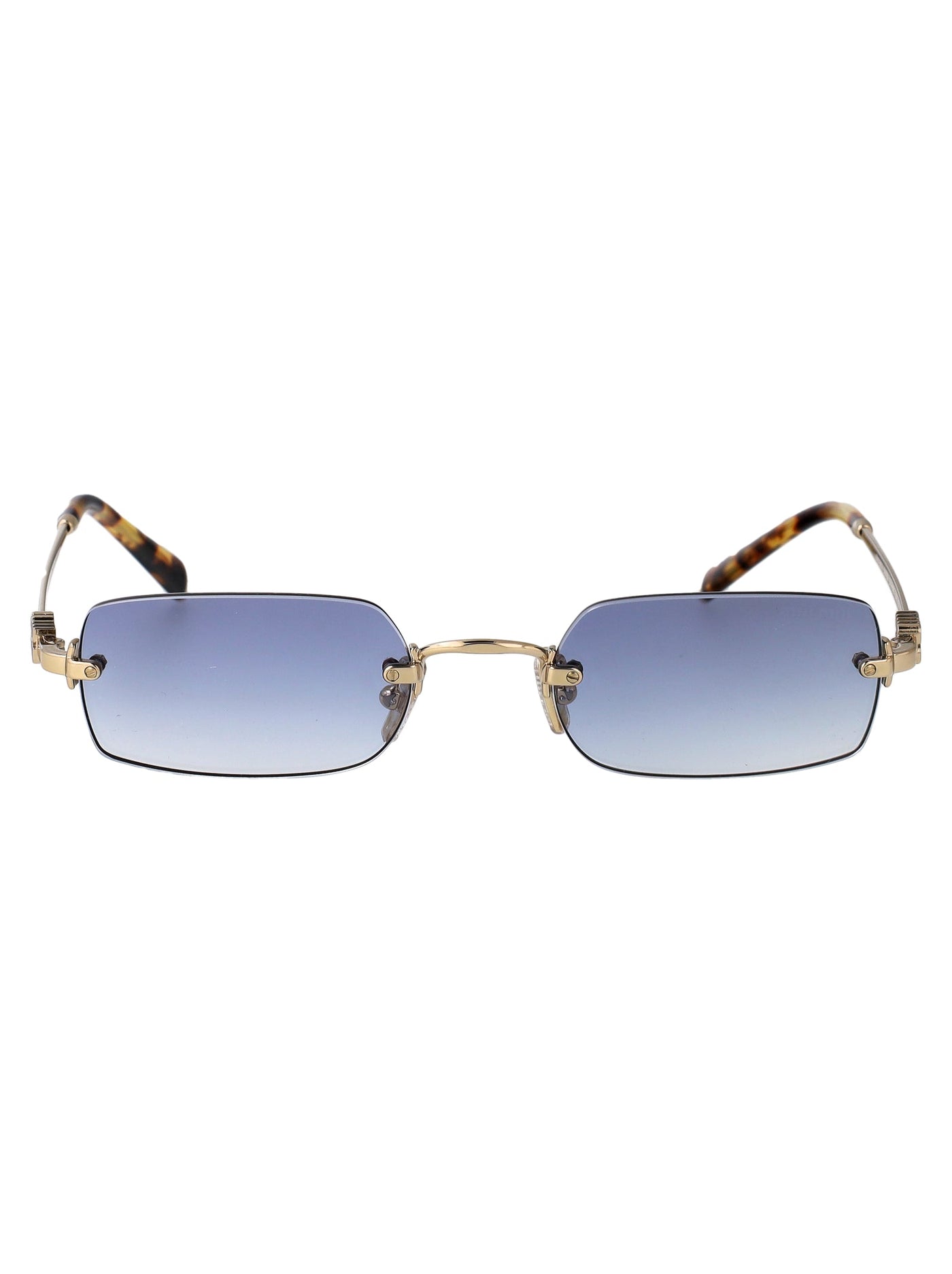 Miu Miu 0mu Pale Gold Metal Rectangular Sunglasses —