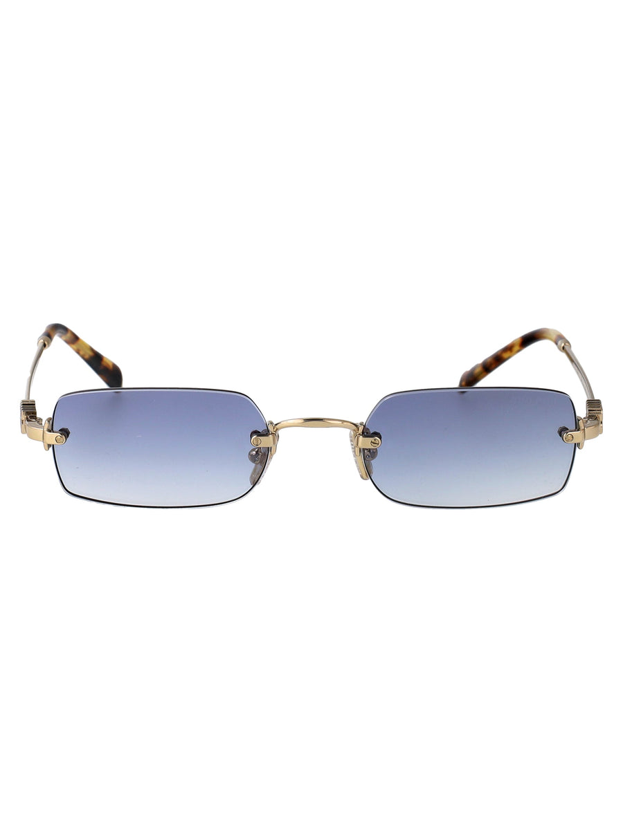 Miu Miu 0mu Pale Gold Metal Rectangular Sunglasses —